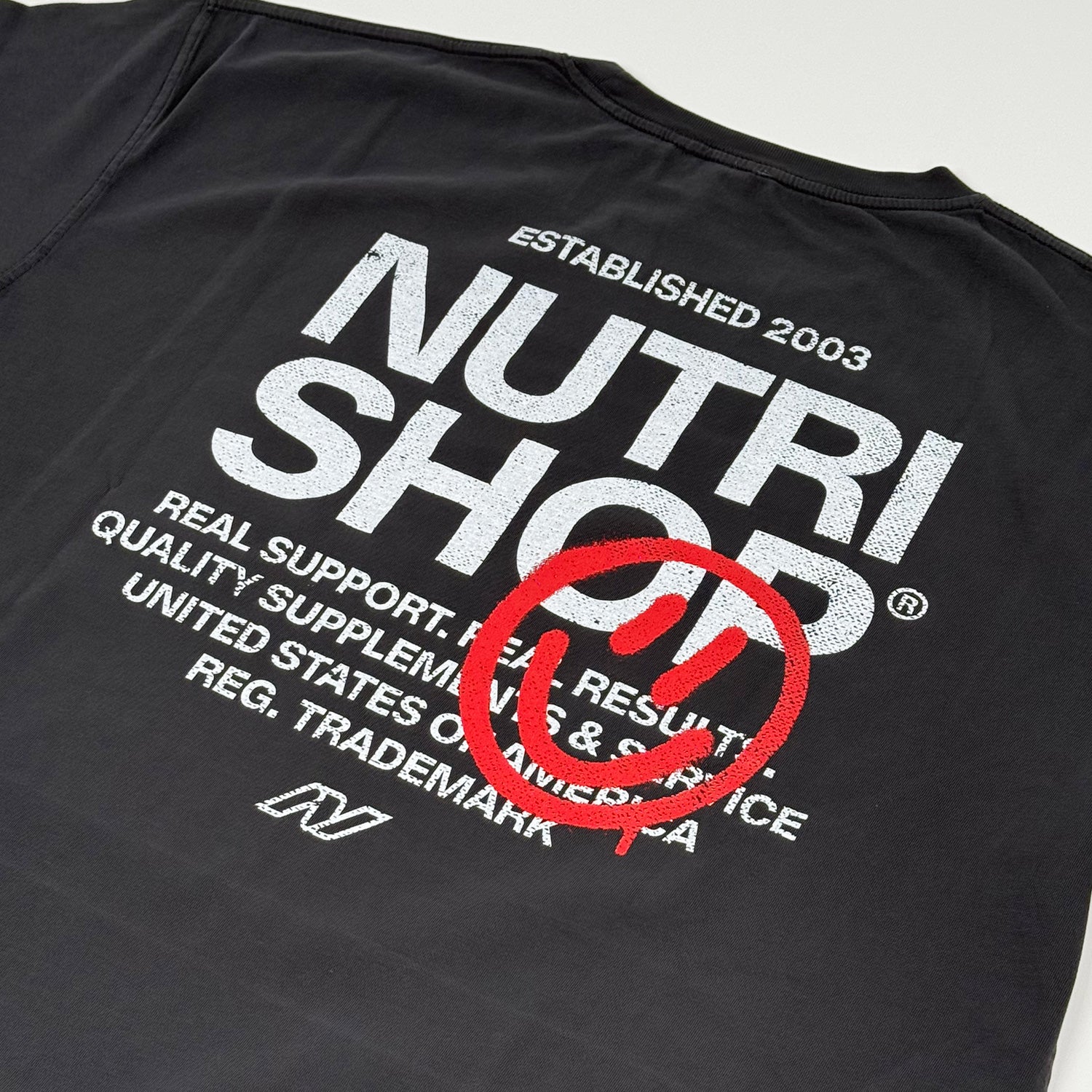 Oversized Garment-Dye Happy Stencil T-Shirt